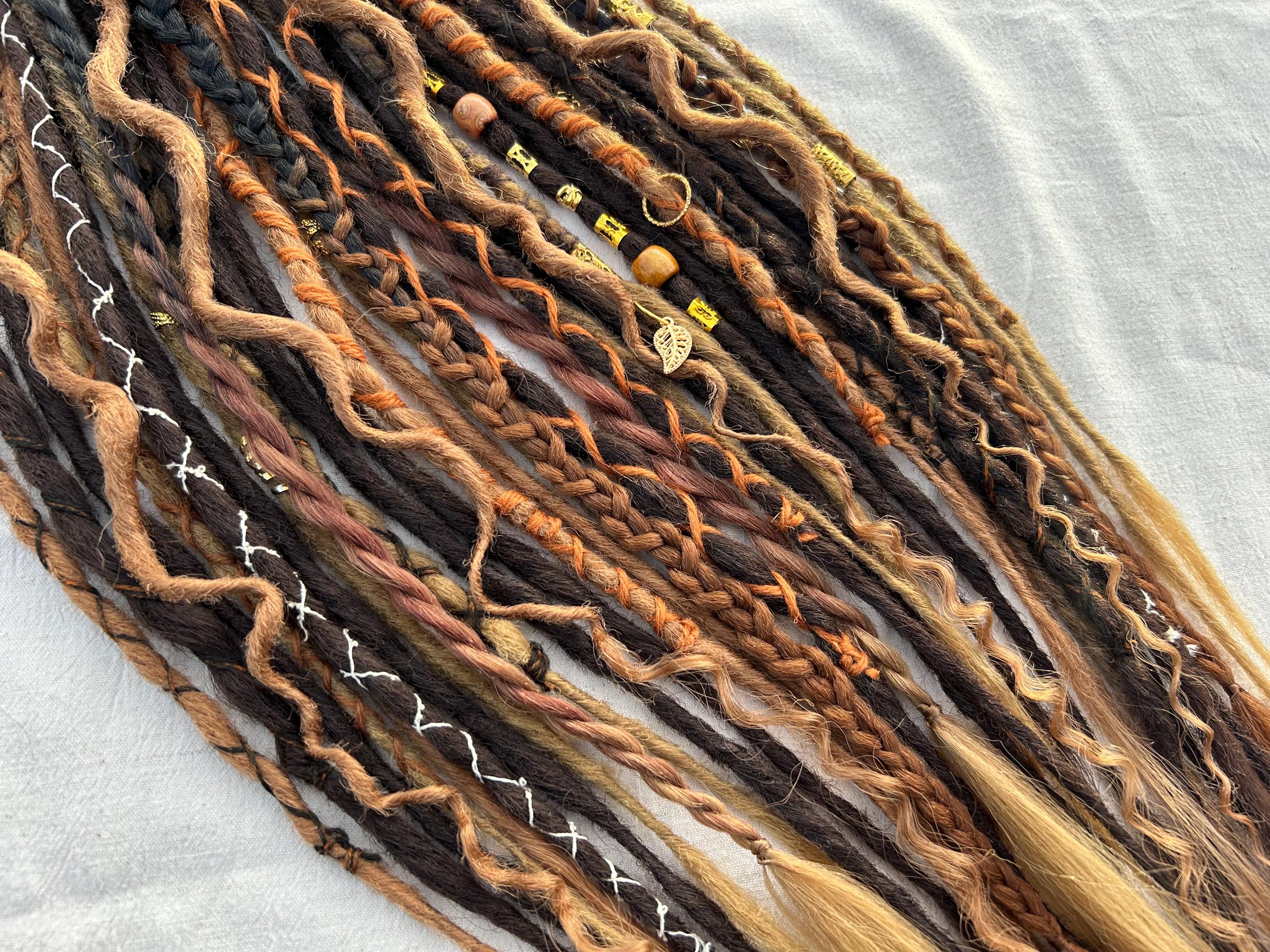 Sunny Oaktree synthetic dreadlocks handmade dreads kanekalon copper ginger brown blonde