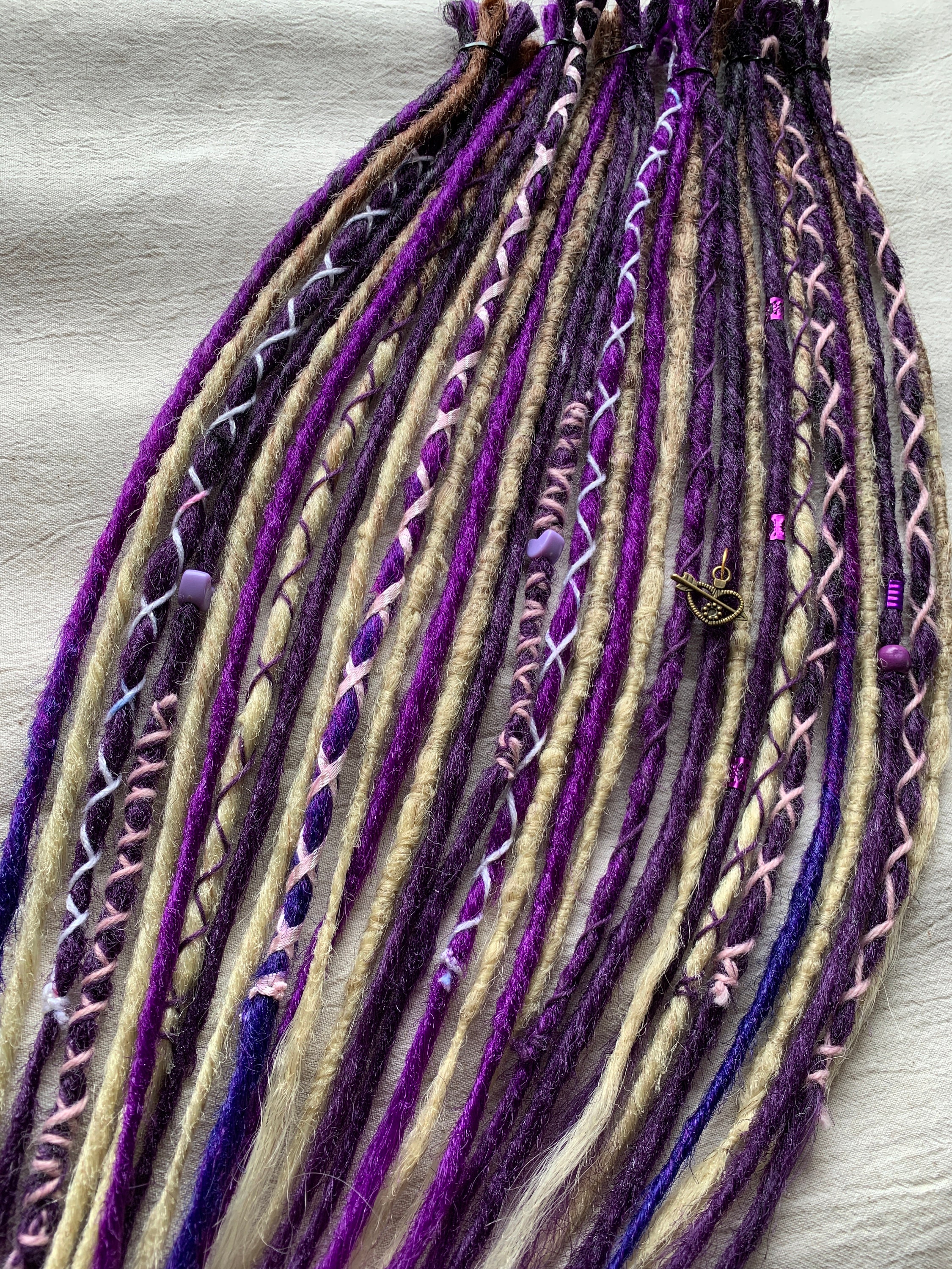 lilac handmade dreadlocks Purple Ghost - synthetic custom made dreads | Kanekalon | purple lilac violet bleached kanekalon