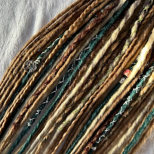 Forest Touch straight - synthetic dreadlocks | custom made handmade | kanekalon synth dreads | blonde ombre brown sea green honey bleached