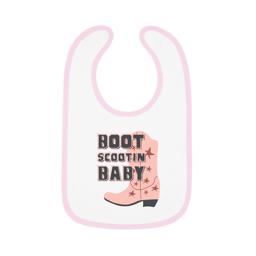 Boot Scootin' Baby Pink Baby Contrast Trim Jersey Bib Etsy