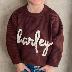 Personalized Baby Sweater/Hand Embroidered Name Sweater