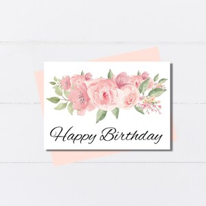 Printable Flower Birthday Card Printable Happy Birthday Card PDF - Etsy