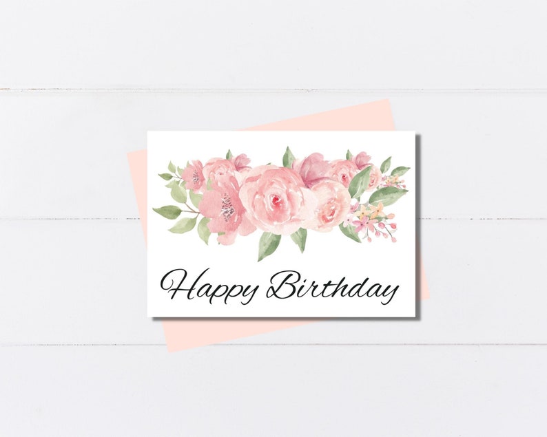 Printable Flower Birthday Card Printable Happy Birthday Card PDF - Etsy