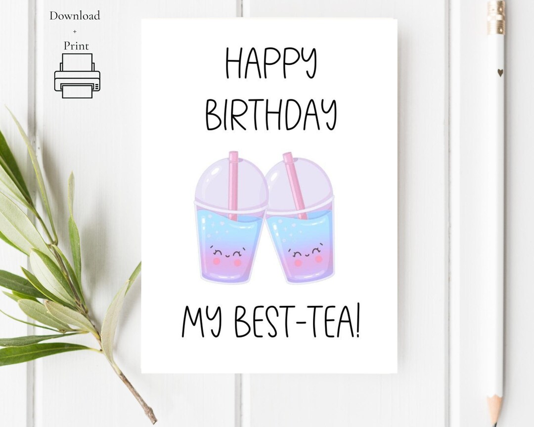 Printable Best-tea Card Printable Birthday Card Happy - Etsy