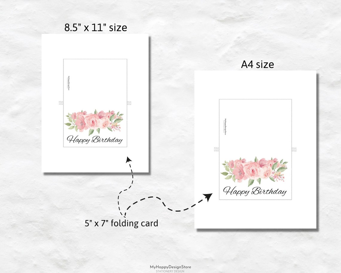 Printable Flower Birthday Card Printable Happy Birthday Card PDF Etsy