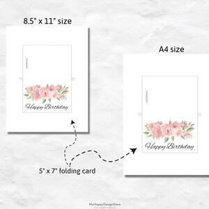 Printable Flower Birthday Card Printable Happy Birthday Card PDF - Etsy