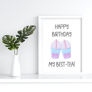 Printable Best-tea Card Printable Birthday Card Happy - Etsy