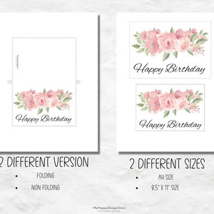 Printable Flower Birthday Card Printable Happy Birthday Card PDF - Etsy