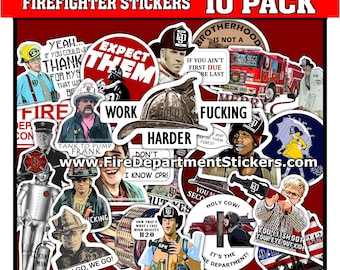Firefighter Vinyl 10 Sticker Pack | Mix & Match, 10 Piece