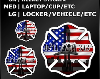 9/11 Memorial Maltese Firefighter Sticker | Never Forget the 343 | Brotherhood | WTC | Twin Towers | FDNY