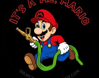 Mario with hose Sticker | Firefighter| Firehose| It's A Me Mario, Waterproof