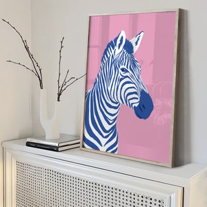 Colorful Zebra Art Print, Zebra Pop Art, Animal Poster, Maximalist Poster Download, Printable Wall Art, Digital Print, Pink Wall Art image 3