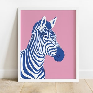 Colorful Zebra Art Print, Zebra Pop Art, Animal Poster, Maximalist Poster Download, Printable Wall Art, Digital Print, Pink Wall Art image 4