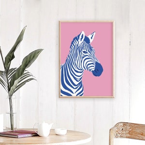 Colorful Zebra Art Print, Zebra Pop Art, Animal Poster, Maximalist Poster Download, Printable Wall Art, Digital Print, Pink Wall Art image 6