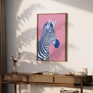 Colorful Zebra Art Print, Zebra Pop Art, Animal Poster, Maximalist Poster Download, Printable Wall Art, Digital Print, Pink Wall Art image 5