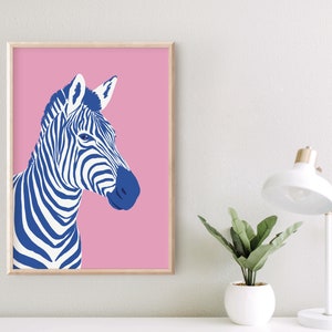 Colorful Zebra Art Print, Zebra Pop Art, Animal Poster, Maximalist Poster Download, Printable Wall Art, Digital Print, Pink Wall Art image 7