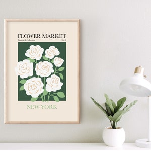 Flower Market Print, Botanical Wall Art, Flower Market Poster, Green Wall Art, Floral Print, Rose Wall Art, New York Flower Market image 4