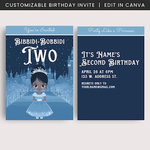 Bibbidi Bobbidi Two Birthday Party Invitation | Bippity Boppity Two Invite | Cinderella Birthday Invitation | Cinderella Theme Party