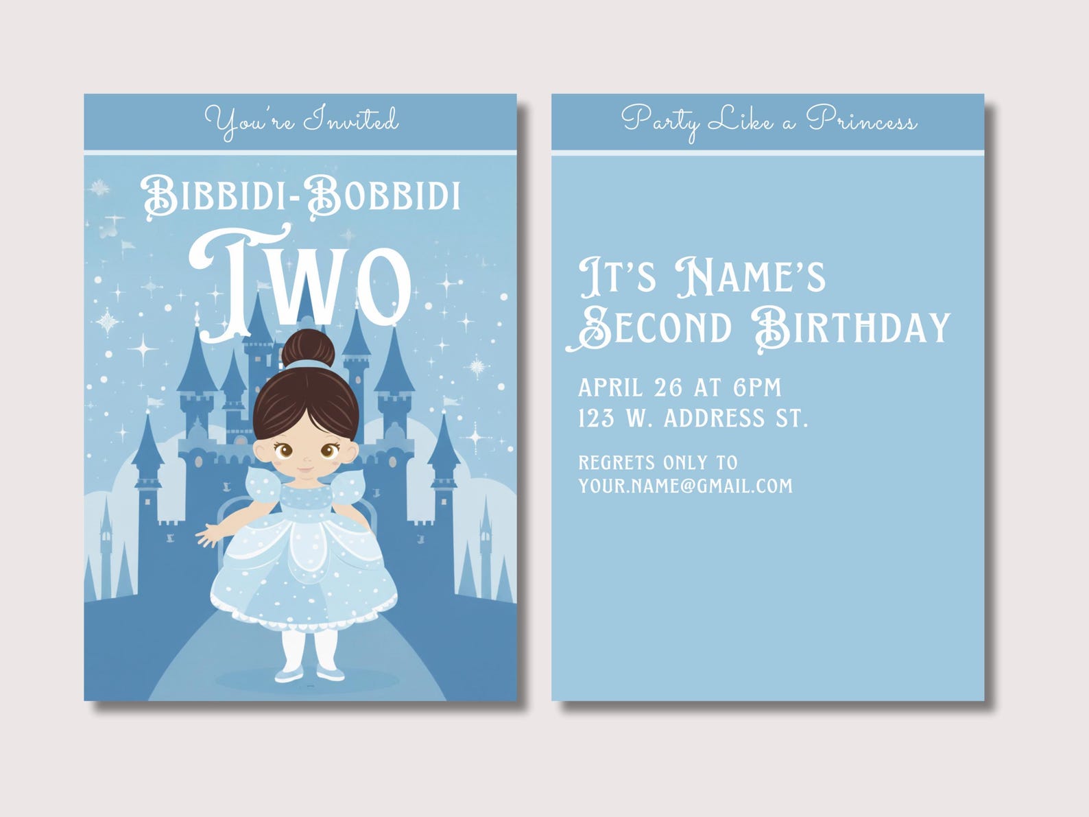 Cinderella 2nd Birthday Invitation | Bibbidi Bobbidi Two | Bibbity ...