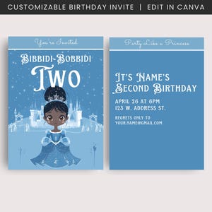 Bibbidi Bobbidi Two Birthday Party Invitation | Bippity Boppity Two Invite | Cinderella Birthday Invitation | Cinderella Theme Party