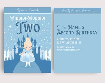 Bibbidi Bobbidi Two Birthday Party Invitation | Bippity Boppity Two Invite | Cinderella Birthday Invitation | Cinderella Theme Party