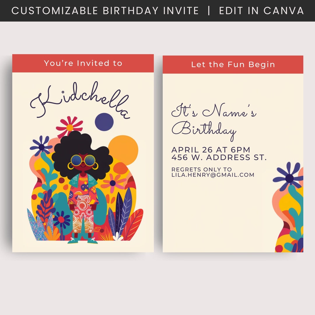 Kidchella Birthday Party Invite | Babychella Party Invitation | Music ...