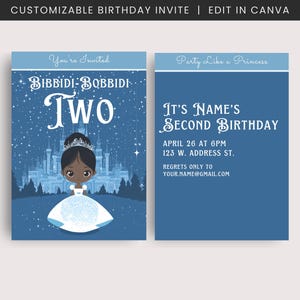 Bibbidi Bobbidi Two Birthday Party Invitation | Bippity Boppity Two Invite | Cinderella Birthday Invitation | Cinderella Theme Party
