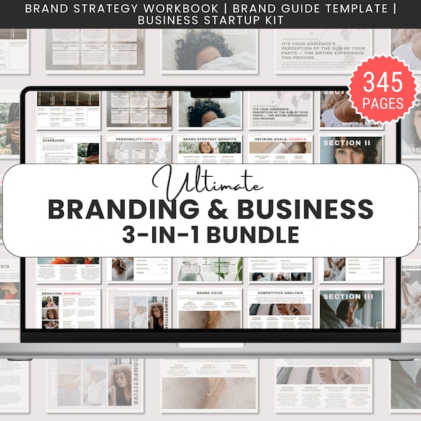 Brand Strategy Workbook, Brand Guidelines Template, New Business Kit | Brand Strategy Template, Brand Identity Deck, Business Startup Guide