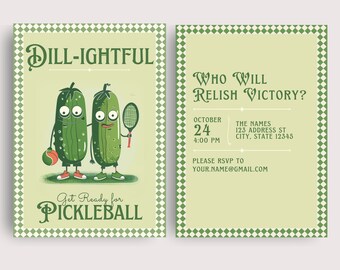 Funny Pickleball Invitation | Cute Pickleball Birthday Invite | Preppy Pickleball Pickle | Pickleball Tournament | Pickleball Decorations