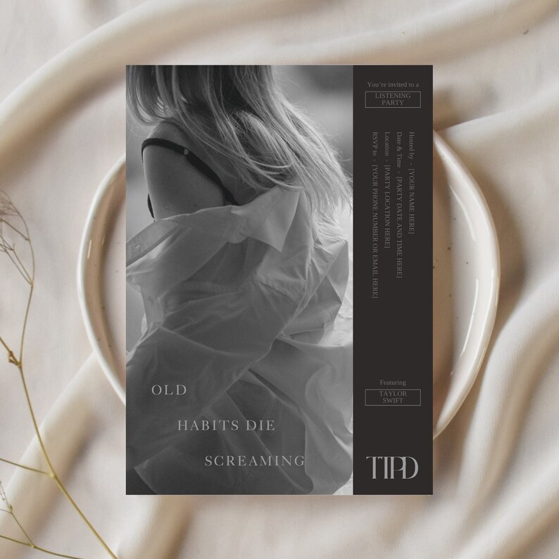 Taylor Swift TTPD Listening Party Invitation the Tortured Poets Department Party Invite