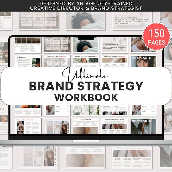 Brand Strategy Workbook |  Brand Strategy Template Canva to Build Your Brand or a Rebrand Plan | B2B Marketing Strategy Presentation