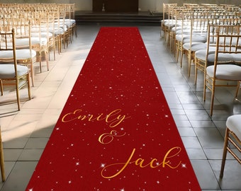 Alfombra de pasillo de boda personalizable, alfombra de pasillo de ceremonia de boda personalizada, pasillo elegante para boda, alfombra de pasillo personalizada con nombre y fecha