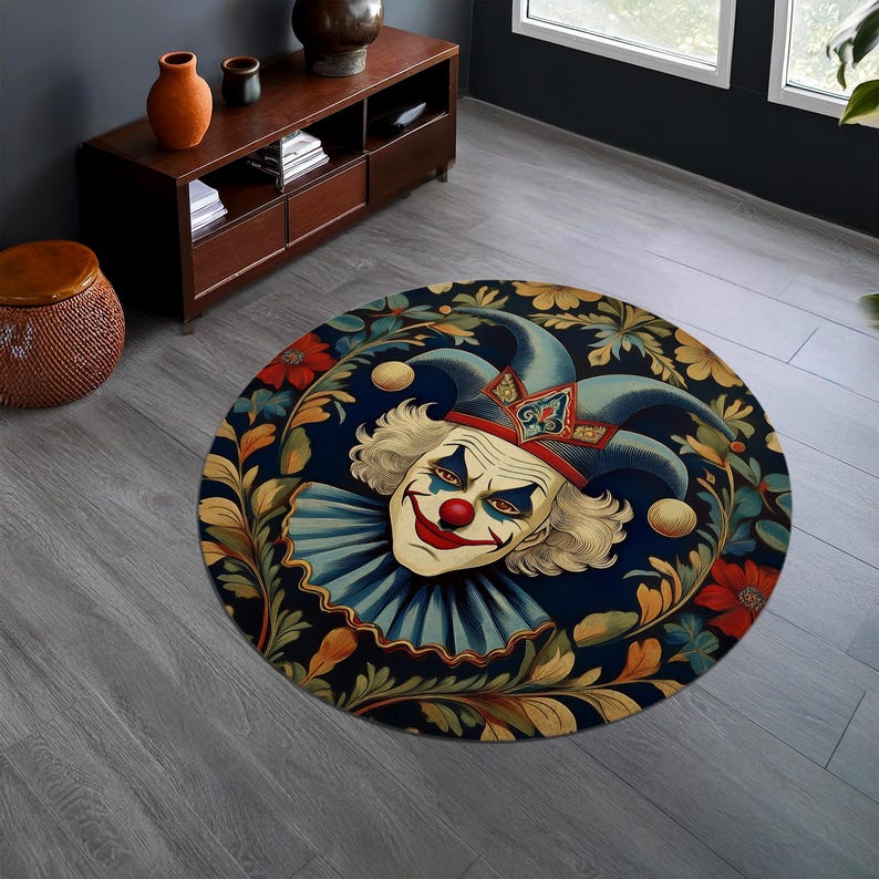Creepy Clown Rug for Gothic Decor, Goth Clown Rug, Horror Clowncore ...