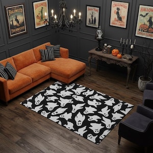 Ghost-tapijt, halloween-designtapijt, halloween-vloerkleed, spooktapijt, halloweentapijt, horrorpatroontapijt, vloerkleed huisdecoratie, populair tapijt, modern tapijt