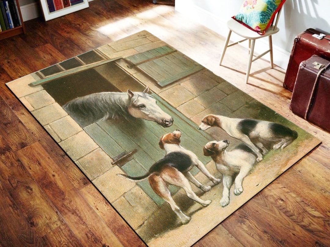 Dog Rug,horse Rug,animal Rug,cute Animal Rug,farm Rug,dog Theme Rug,horse Pattern Rug,soft Rug