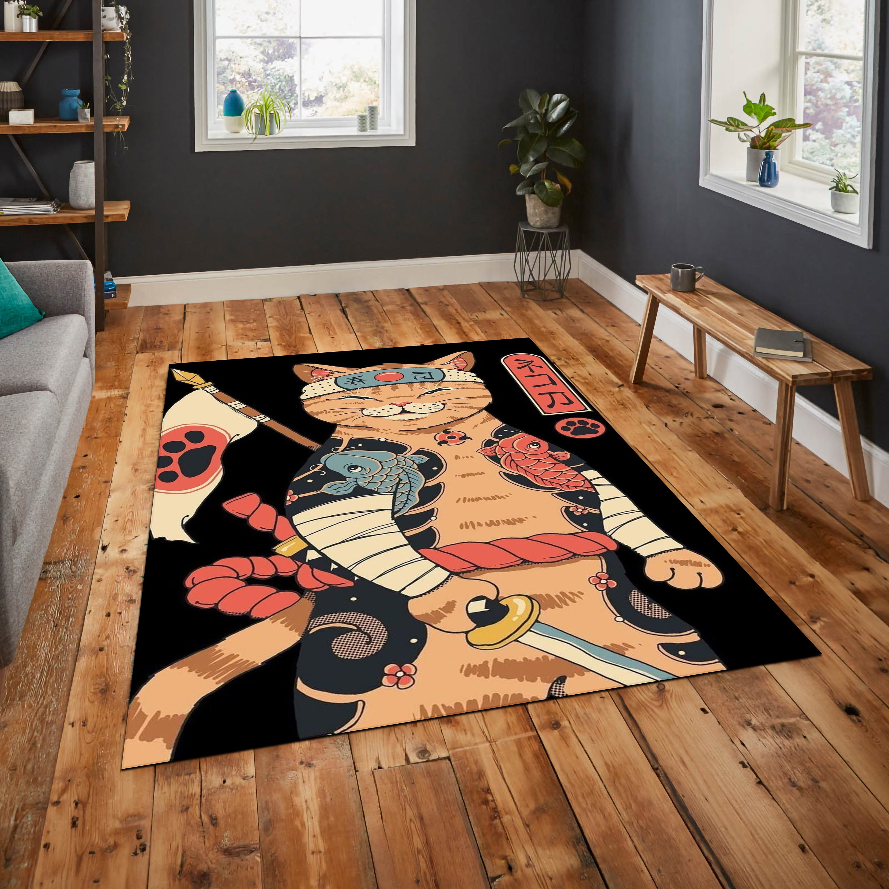 Yakuza Cat Rug,japanese Rug,yakuza Theme Rug,japan Rug,animal Pattern ...