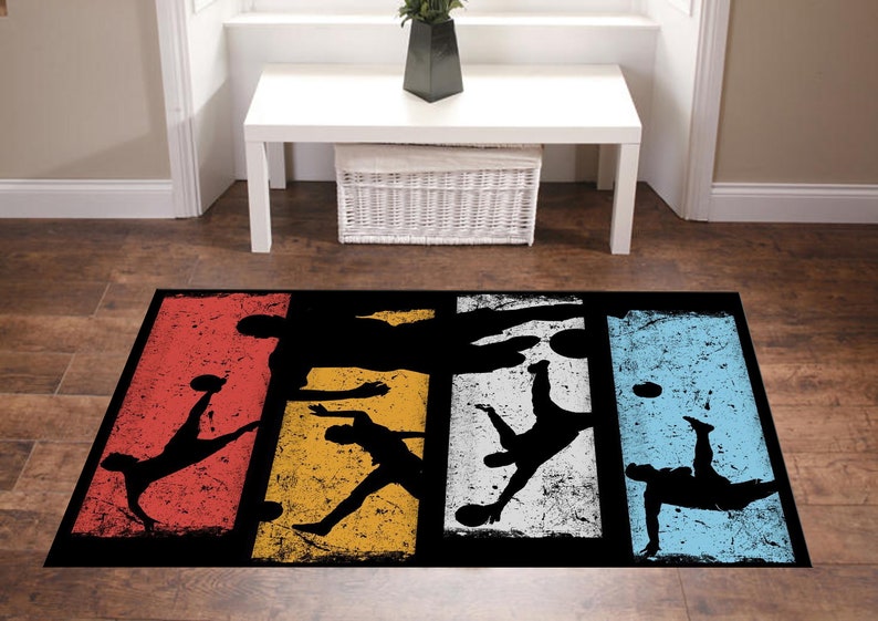 Soccer Rug,ball Rug, Game Rug, Soccer Pattern Rug, Game Theme Rug, Colorful Rug, Soccer Theme