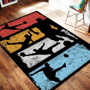 Fußballteppich, Spielteppich, Teppich mit Fußballmuster, Spielteppich, Teppich mit Fußballmotiv, Teppich zum Thema Fußball, Weicher Teppich, Geschenk für Ihn