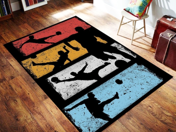 Soccer Rug,Ball Rug, Game Rug, Soccer Pattern Rug, Game Theme Rug, Colorful Rug, Soccer Theme Rug, Soft Rug, Gift For Him, Area Rug,