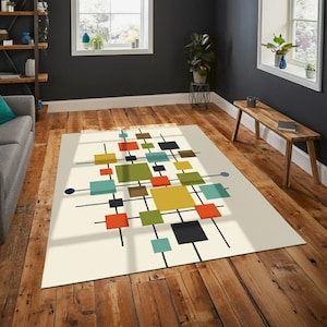 Mid Century Modern Rug, Mid Century Rug, Mid Century Kitchen Rug, Mid Century Modern Area Rug, Office Rug, Modern Art Decor, Living Room Rug