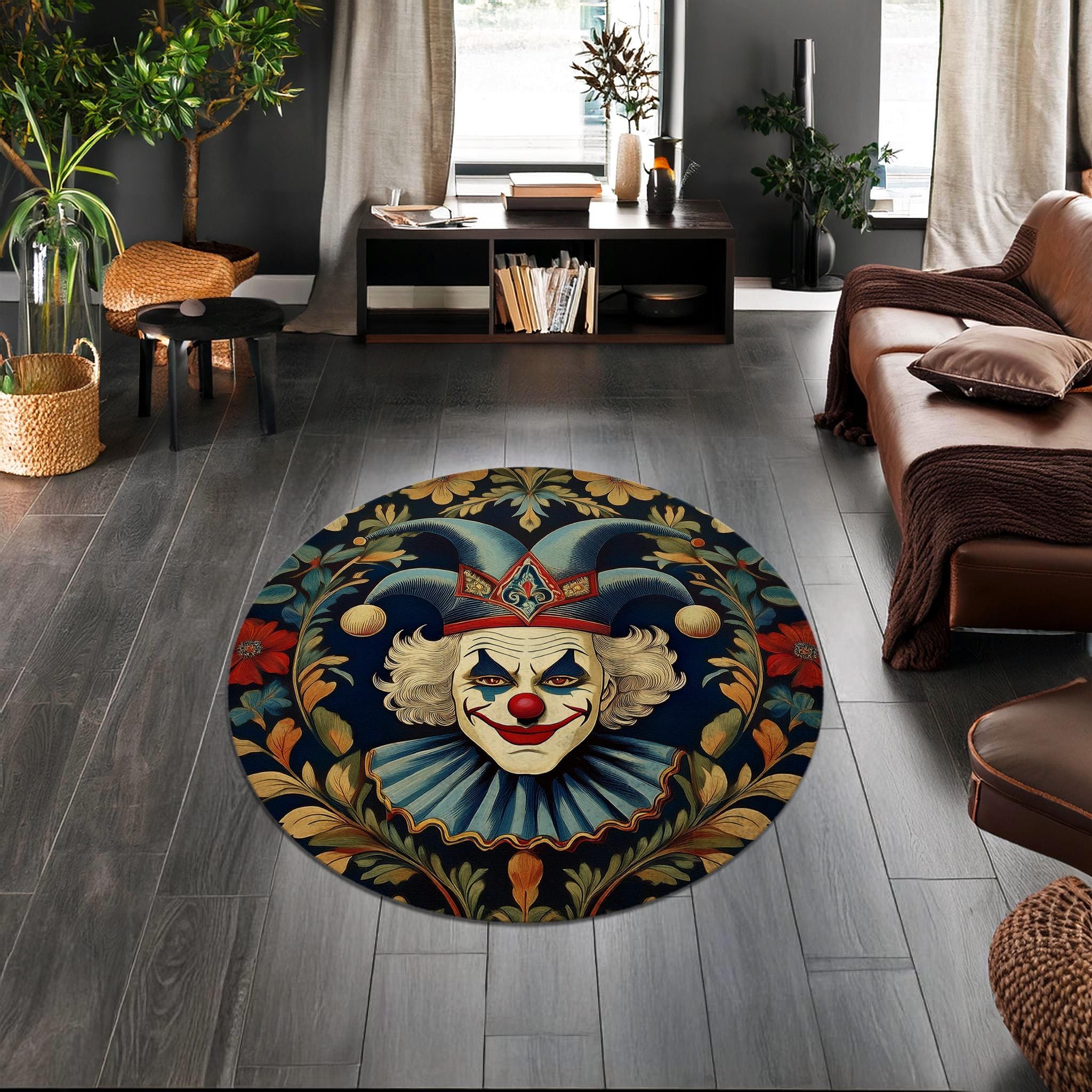 Creepy Clown Rug for Gothic Decor, Goth Clown Rug, Horror Clowncore ...