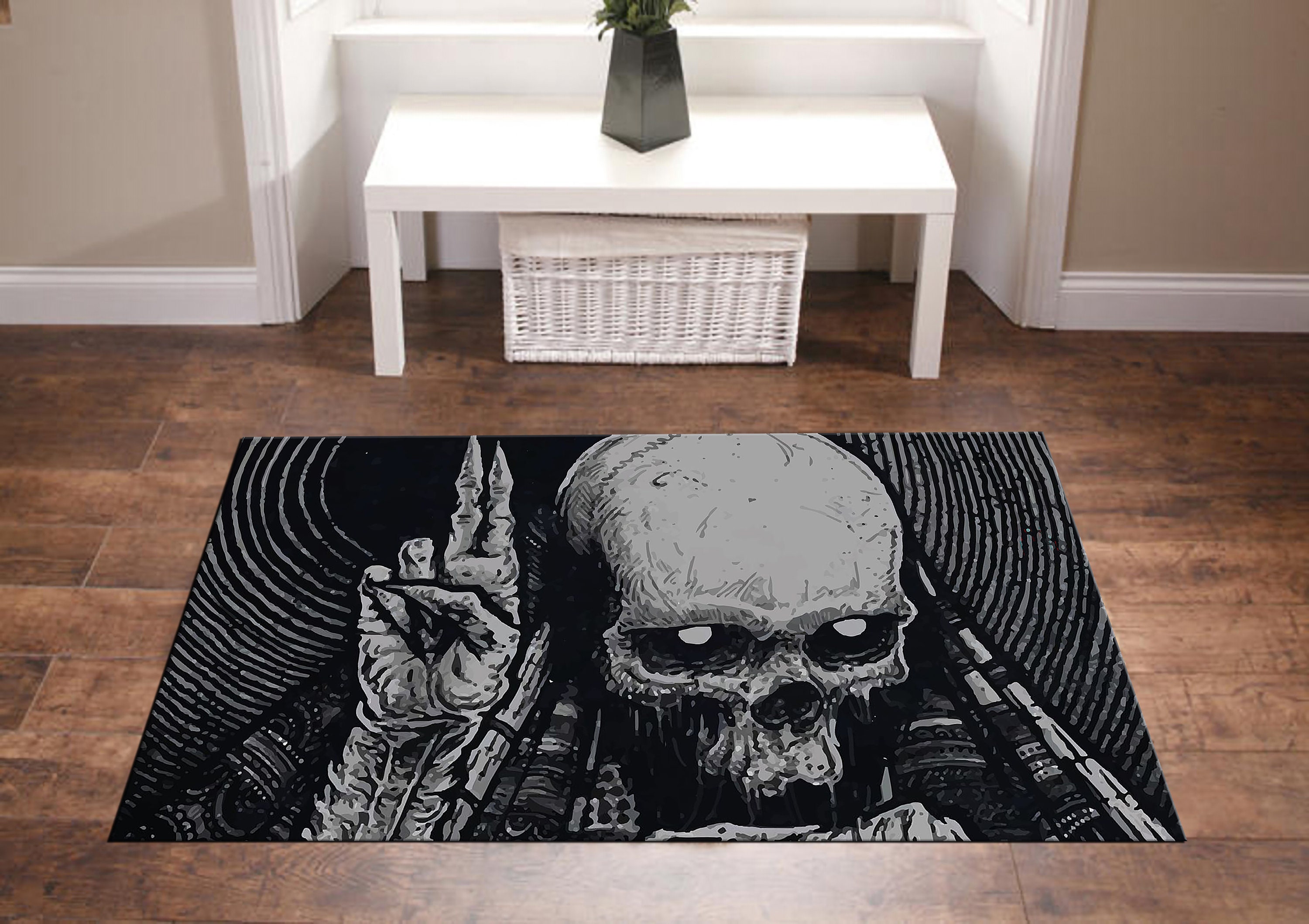 Discover Skull Rug,Horror Rug,Halloween Area Rug,Skull Flowers Rug,Hallowen Rug,Horror Pattern Rug,Home Decoration Rug,Popular Rug,Modern Rug