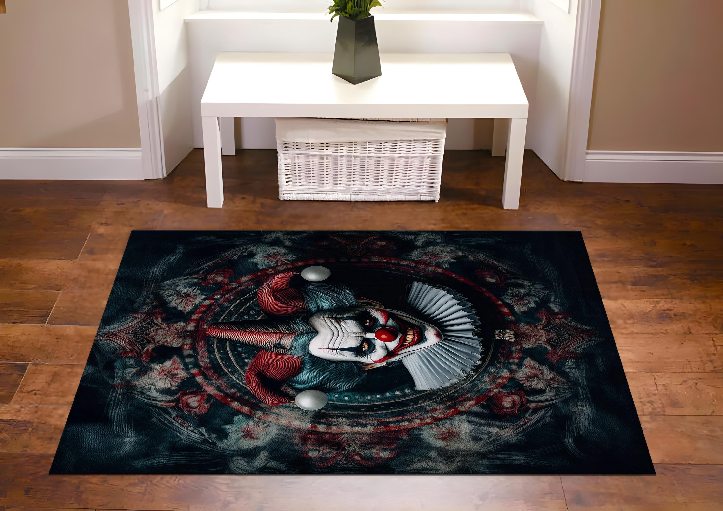 Creepy Clown Rug for Gothic Decor, Goth Clown Rug, Horror Clowncore ...