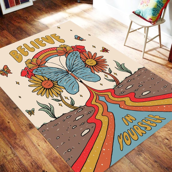 Alfombra fresca hippie, sol y luna, alfombra de habitación estilo hippie, regalo de niña hippie, regalo hippie, decoración del hogar hippie, alfombra personalizada hippie