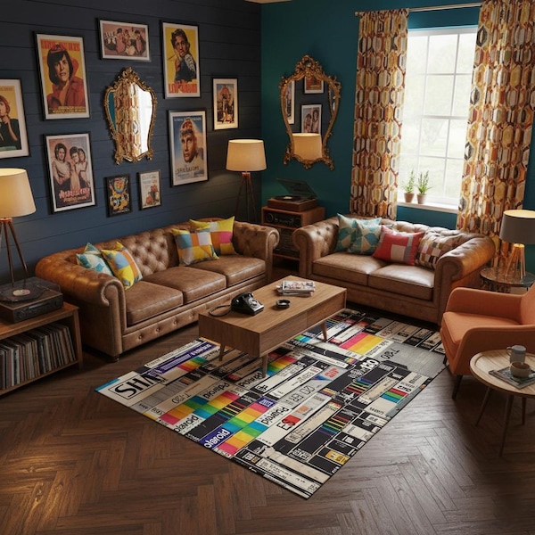 Tapis casette, tapis Vhs, tapis vidéo, tapis de film, tapis à l'ancienne, tapis années 70, tapis thème vidéo, tapis populaire, tapis de salon, décoration, tapis sur mesure, tapis moderne,