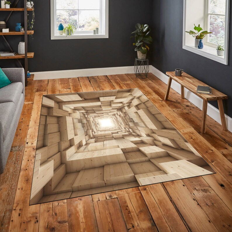 Tunnel Rug, Optical Illusion Rug, Illusion Rug, Rectangular Illusion