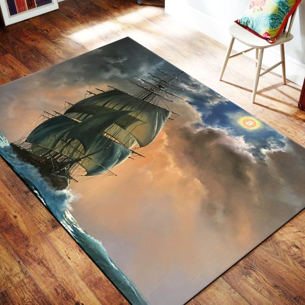 Ship Rug,Ocean Rug,Sailboat Rug,Ship Theme Rug,Ship Pattern Rug,Ocean Theme Rug,Sail Theme Rug,Popular Rug,Soft Rug,İconic Rug,Modern Rug,