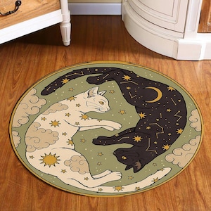 Kattenkleed, schattig dierenkleed, rond tapijt katten, schattig rond tapijt, rond tapijt kat, schattig cirkeltapijt, cirkelvormig tapijt dieren, Populair tapijt, Trend tapijt, rond tapijt,