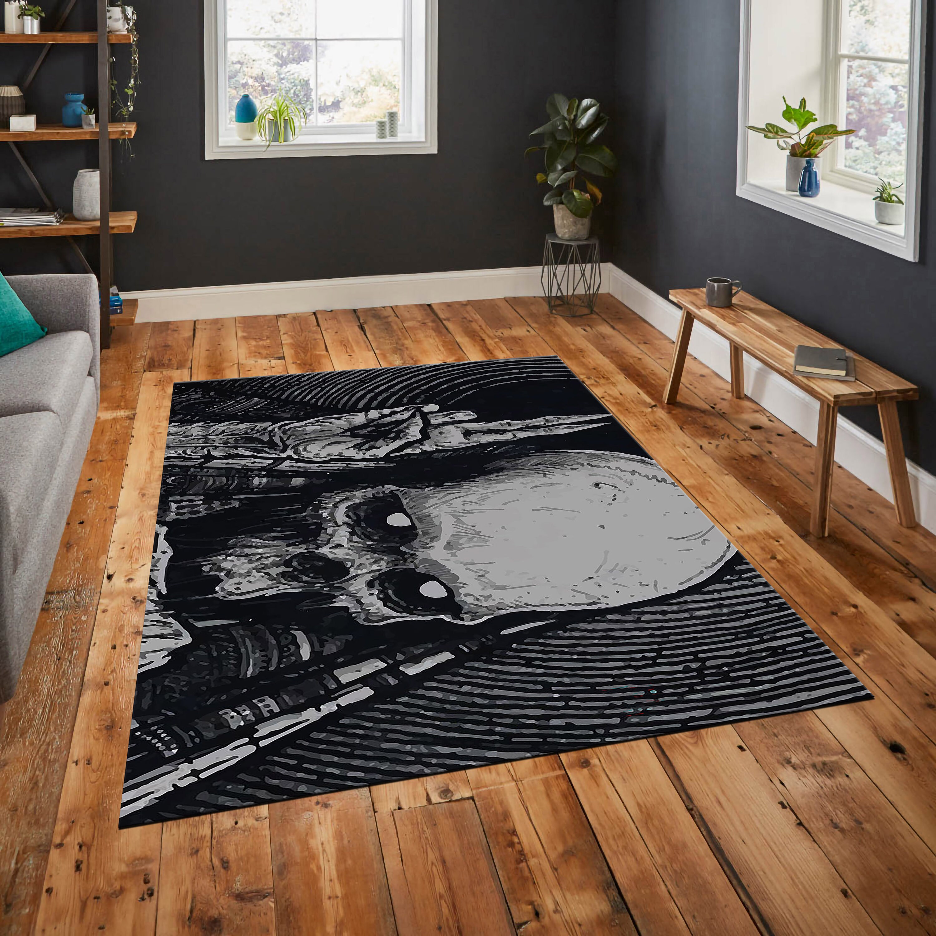 Discover Skull Rug,Horror Rug,Halloween Area Rug,Skull Flowers Rug,Hallowen Rug,Horror Pattern Rug,Home Decoration Rug,Popular Rug,Modern Rug