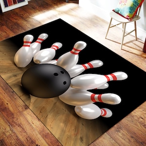 Bowling Rug, Bowling Club Rug, Bowling Skittles, Gift For Him, Sports Rug, Bowling Ball Rug, Area Rug, For Living Room Rug,Popular Rug,
